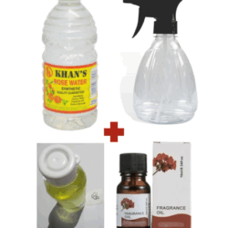 Rose water, Castor & Essential oil, & Spray bottle Combo